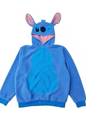 BNWT DISNEY LICENSED LILO AND STITCH UNISEX FULL ZIP HOODIE BLUE US MEDIUM (M)